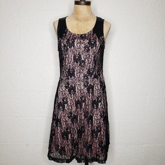 Charlotte Russe Black Lace Overlay Cut Out Dress L - Picture 4 of 16
